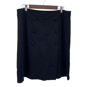 Talbots Black Career Skirt Womens Size 12 Button Front‎ Knee Length